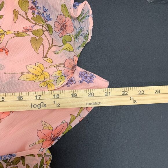 Tommy Hilfiger Pink Chiffon Floral Dress Flowy‎ Fit & Flare Cottage Core Size 16 - Picture 12 of 15